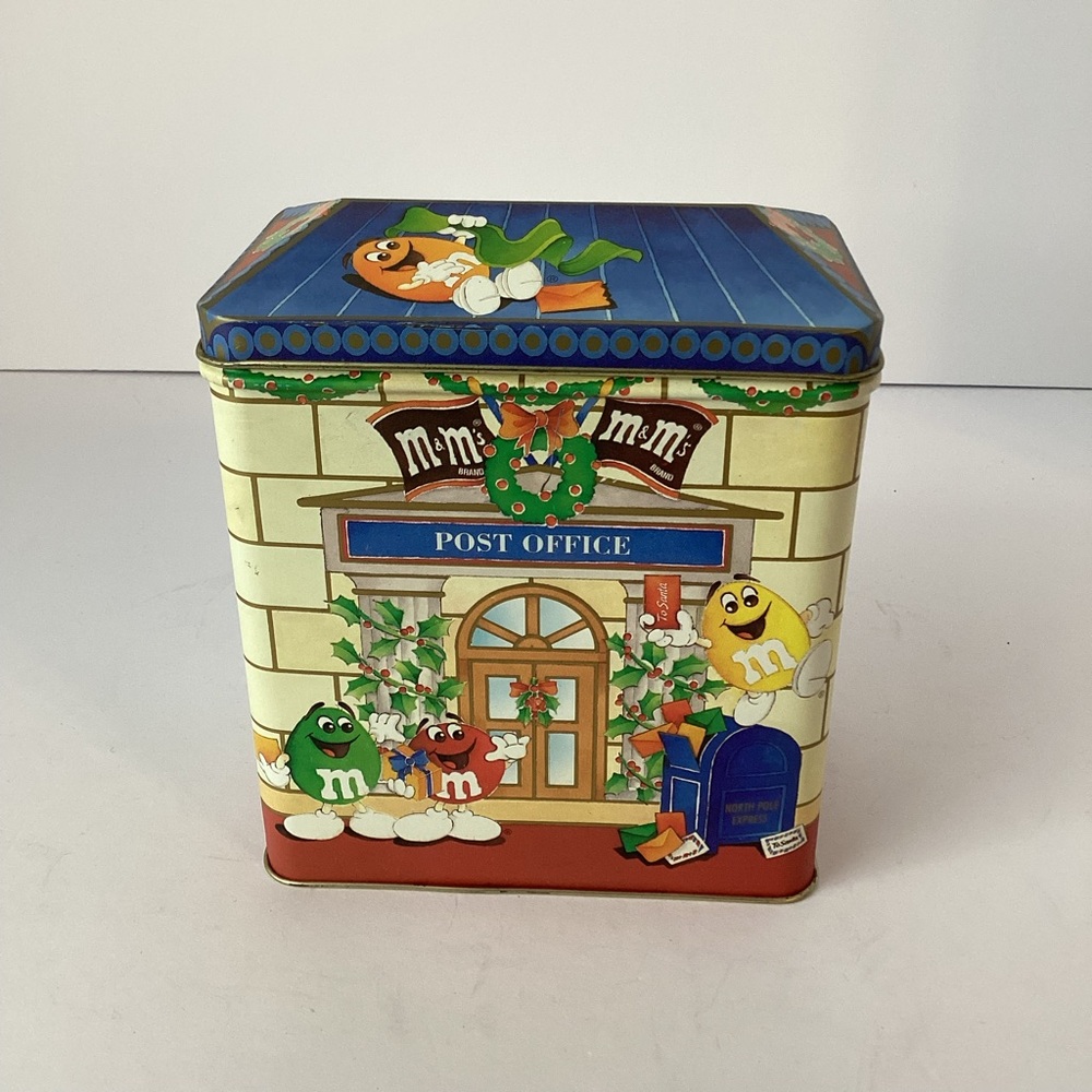 M&M: 1995 Brand town letters for Santa post office tin canister